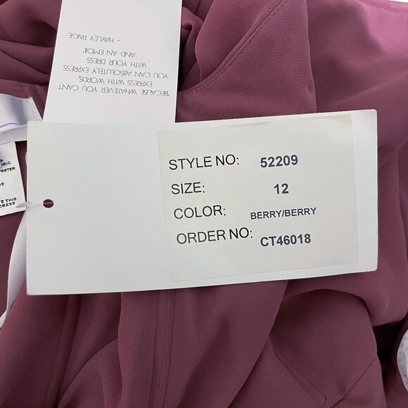 NWT Hayley Paige Occasions Size 12 One Shoulder Bridesmaid Prom Gown in Berry - Picture 8 of 10